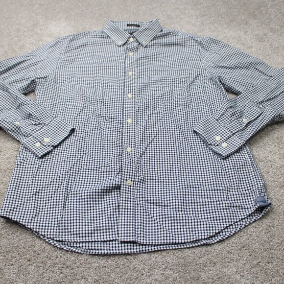 Banana Republic Oxford Shirt Mens Large Blue Untucked Fit Slim Fit Cotton L/S - Picture 3 of 14